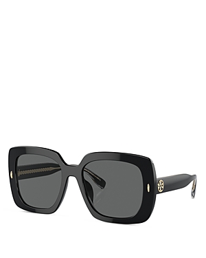 Tory Burch Square Sunglasses, 56mm In Black/gray Solid