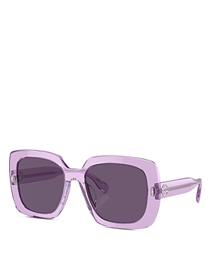 Shop Tory Burch Square Sunglasses, 56mm In Purple/purple Solid