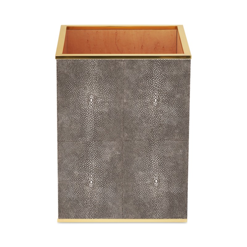 Aerin Faux Shagreen Waste Basket in Grey