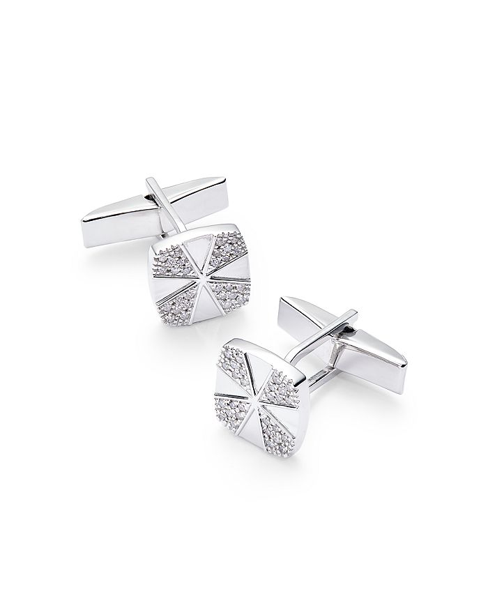 Bloomingdale's Men's Diamond Patterned Cufflinks in 14K White Gold, 0.