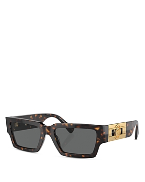 Versace Solid Rectangular Sunglasses, 54mm In Havana/gray Solid
