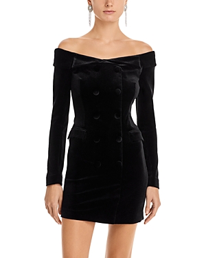 Shop L Agence L'agence Micaela Velvet Blazer Dress In Black