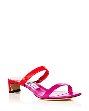 Shop Jimmy Choo Women's Kyda 35 Color Block Slide Sandals In Fuchsia/paprika