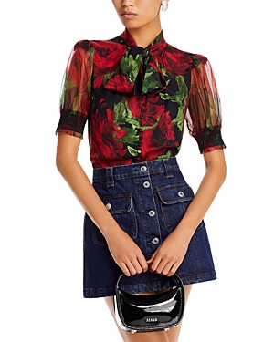 Alice and Olivia Brentley Puff Sleeve Floral Top