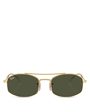 Shop Ray Ban Ray-ban Oval Sunglasses, 54mm In Gold/green Solid