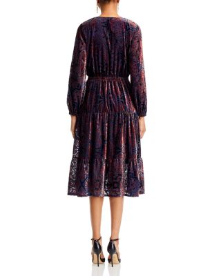 Paisley Burnout Velvet Midi Dress