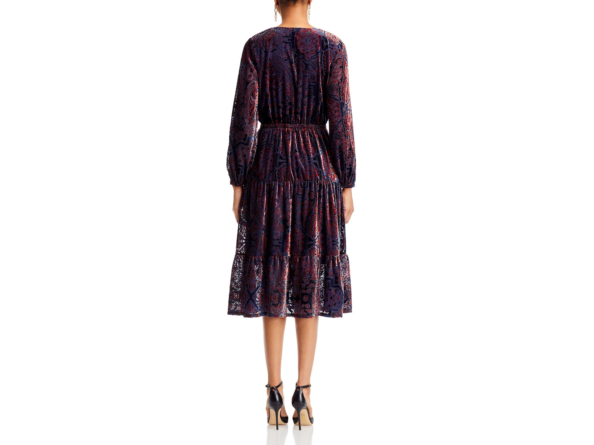 Paisley Burnout Velvet Midi Dress — Image 4