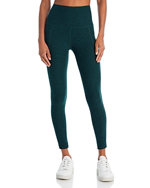 Shop Beyond Yoga Spacedye Out Of Pocket High Waisted Midi Legging In Midnight Green Heather
