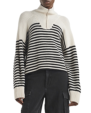 Rag & Bone Pierce Striped Cashmere Half-zip Sweater In Ivory/multi