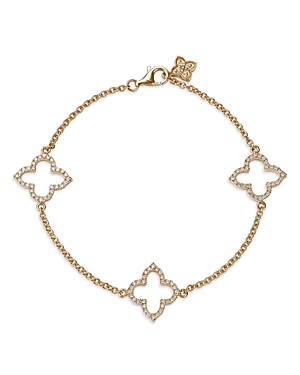 Bloomingdale's Diamond Clover Station Bracelet In 14k Yellow Gold, 0.38 Ct. T. W. In Gold