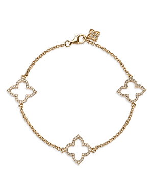 Bloomingdale's Diamond Clover Station Bracelet in 14K Yellow Gold, 0.38 ct. t.w.