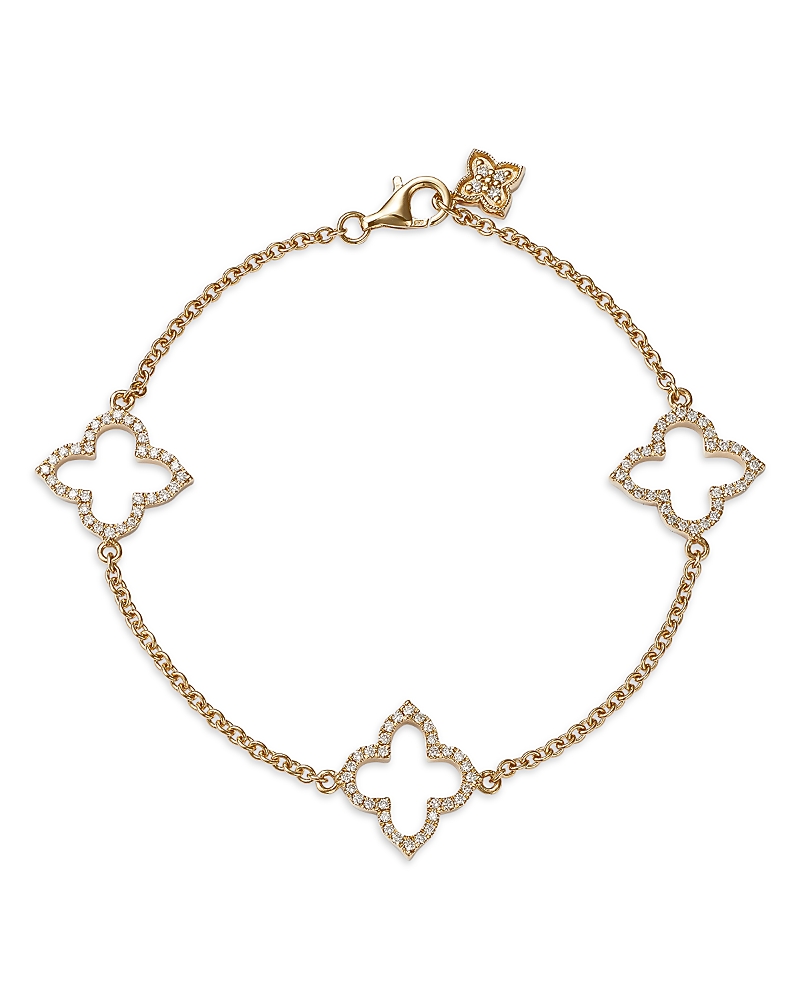 Bloomingdale's Fine Collection Diamond Clover Station Bracelet in 14K Yellow Gold, 0.38 tcw