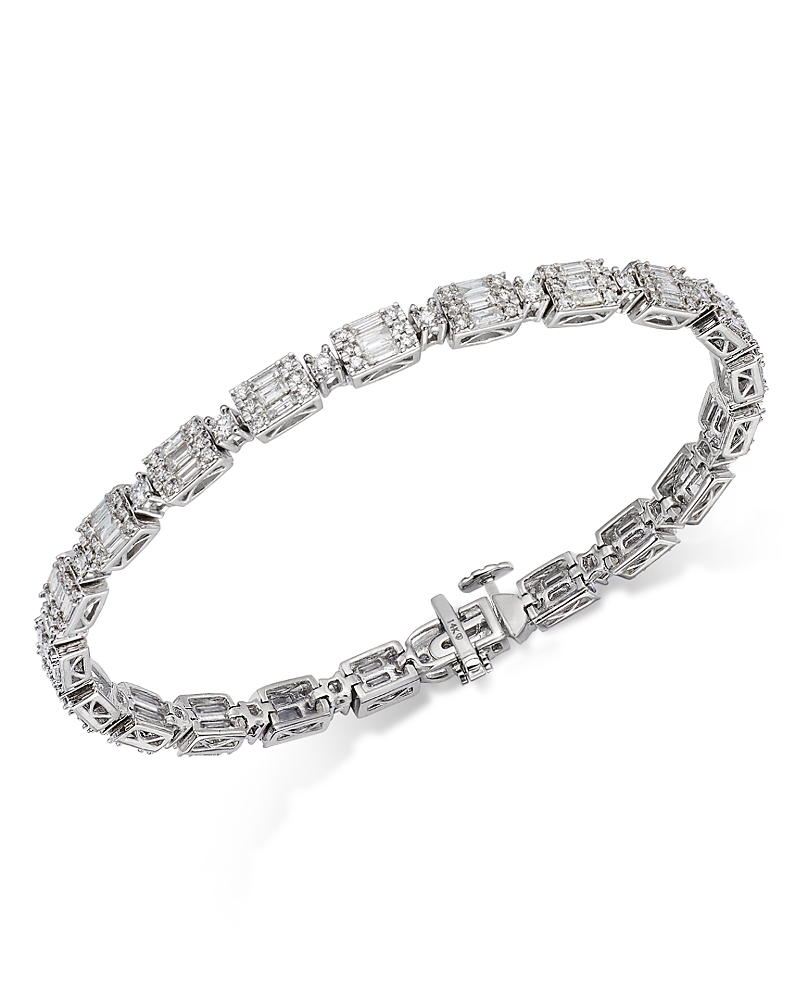 Bloomingdale's Diamond Round & Baguette Tennis Bracelet In 14k White Gold, 3.0 Ct. T. W.