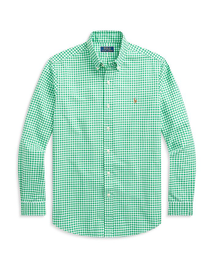 Shop Polo Ralph Lauren Cotton Classic Fit Gingham Oxford Shirt In Summer Emerald/white