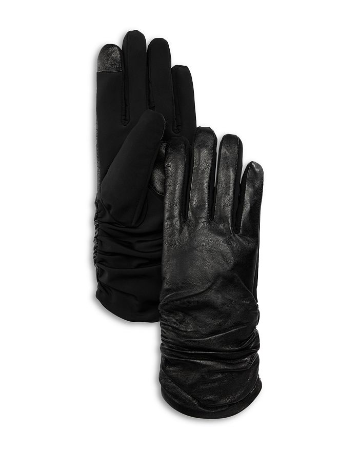 Echo Ruched Leather Tech Gloves Bloomingdale's