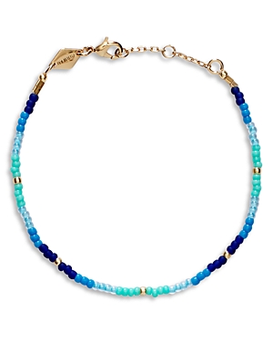 Anni Lu Tie Dye Beaded Bracelet In 18k Gold Plated In Blue/gold