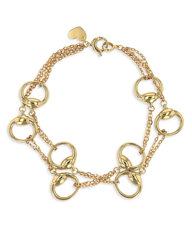 Alberto Milani 18k Yellow Gold Via Caneva Double Strand Horsebit Link Bracelet In Gold