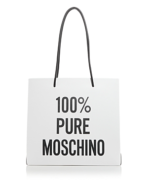 Shop Moschino Leather Tote In White Multi