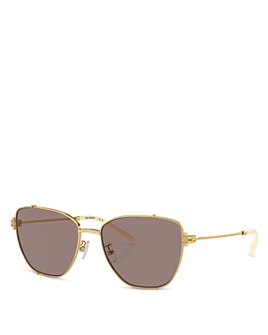 Tory Burch Cat Eye Sunglasses, 55mm In Gold/brown Mirrored Solid