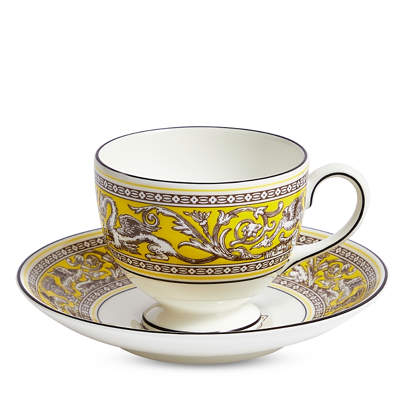 Wedgwood Florentine Teacup And Saucer In Citron