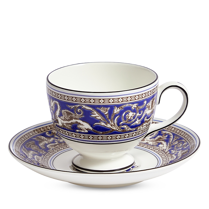 Wedgwood Florentine Teacup And Saucer In Marine