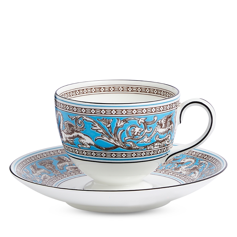 Wedgwood Florentine Teacup And Saucer In Turquoise
