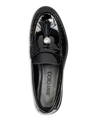 Women&#39;s Addie Patent Leather Imitation Pearl Tassel Loafers 