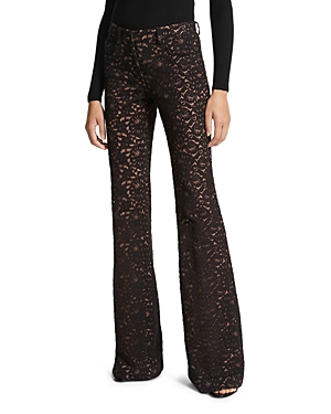 Michael Kors Floral Lace Bootcut Pants In Optic White