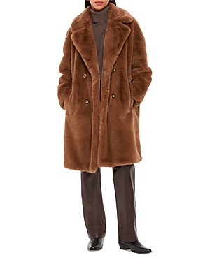 Shop Whistles Teddy Faux Fur Coat In Brown
