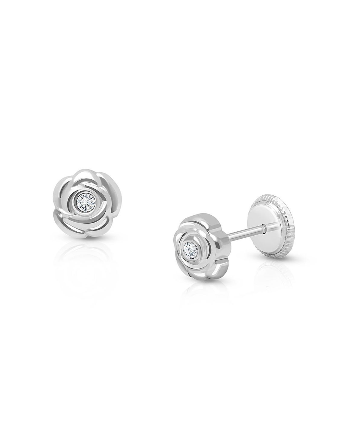 Tiny Blessings Girls' 14K Gold Blushing Rose Studs Screw Back Earrings - Baby, Little Kid, Big Kid