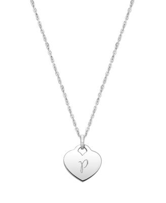  Girls' Sterling Silver Baby Heart & Engraved Initial 13-14" Necklace - Children