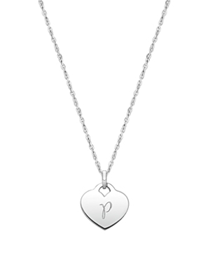 Tiny Blessings Kids' Children's Sterling Silver Baby Heart & Engraved Initial Girls' 12-14 Necklace In Silver - P