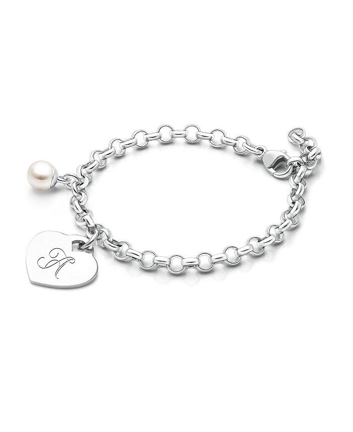 Girls Sterling Silver Classic Charm Bracelet Engraved Initial 6.25 Bracelet Baby Little Kid Big Kid