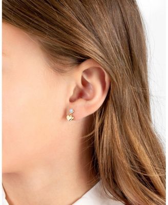 Girls' 14K Gold Dangling Modern Heart Drop Screw Back Earrings - Little Kid, Big Kid
