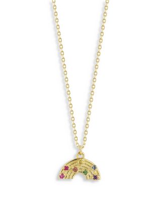 Moon Meadow 14K Gold Gemstone Rainbow Necklace, 16