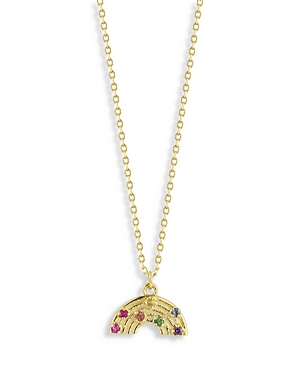 14K Gold Gemstone Rainbow Necklace, 16