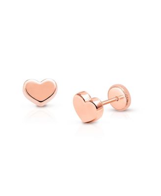 Girls' 14K Gold Modern Heart Studs Screw Back Earrings - Baby, Little Kid, Big Kid