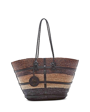 Altuzarra Large Watermill Raffia Tote Bag In Black/brown