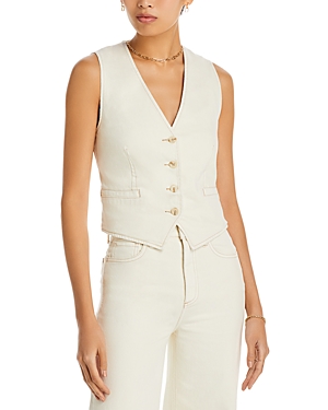 Pistola Vero Cotton Button-up Vest In Ecru