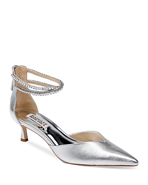 Shop Badgley Mischka Women's Lilibeth Pointed Toe Ankle Strap Pumps In Silver