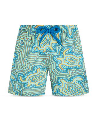 Vilebrequin Turtle Print Mahina Swim Shorts In Green