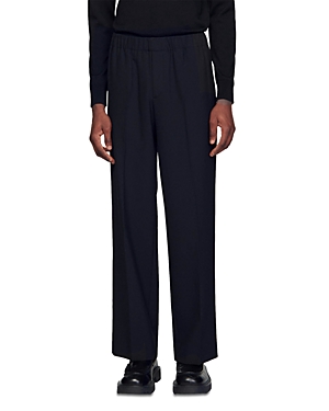 Shop Sandro Jersey Regular Fit Wide Leg Trousers In Black