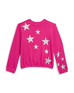Splendid Girls' Supersoft Glitter Stars Sweatshirt - Big Kid In Hot Pink