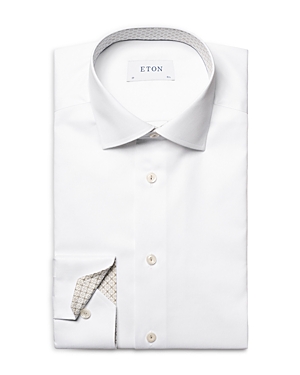 Eton Contrast Accented Contemporary Fit Shirt In White