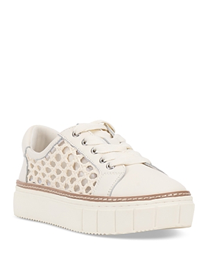 Shop Vince Camuto Women's Reanu Woven Lace Up Low Top Sneakers In White