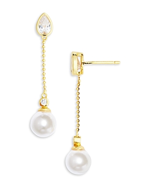 Aqua Imitation Pearl Hanging Earrings - 100% Exclusive In White/gold