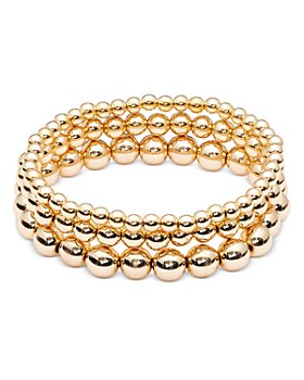 ARATLENCH Gold Beaded Bracelet for Women 14 K Gold Plated Ball Beads  Bracelet Stack Stretch String Friendship Bracelet Mens Classic Bold Gold  Color