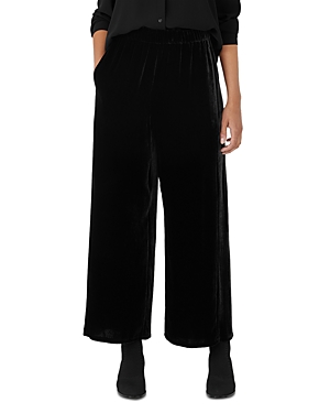 Shop Eileen Fisher Velvet Wide Ankle Pants In Black