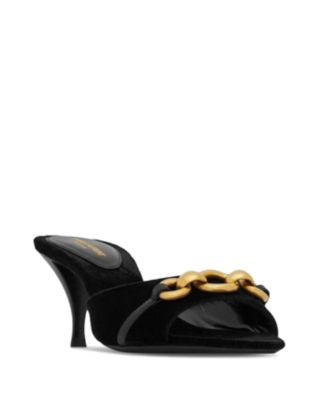 SAINT LAURENT - Women's Le Maillon Mules in Cassandre-Embossed Velvet