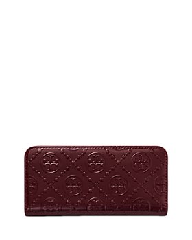 T Monogram Contrast Embossed Zip Slim Wallet: Women's Designer Wallets